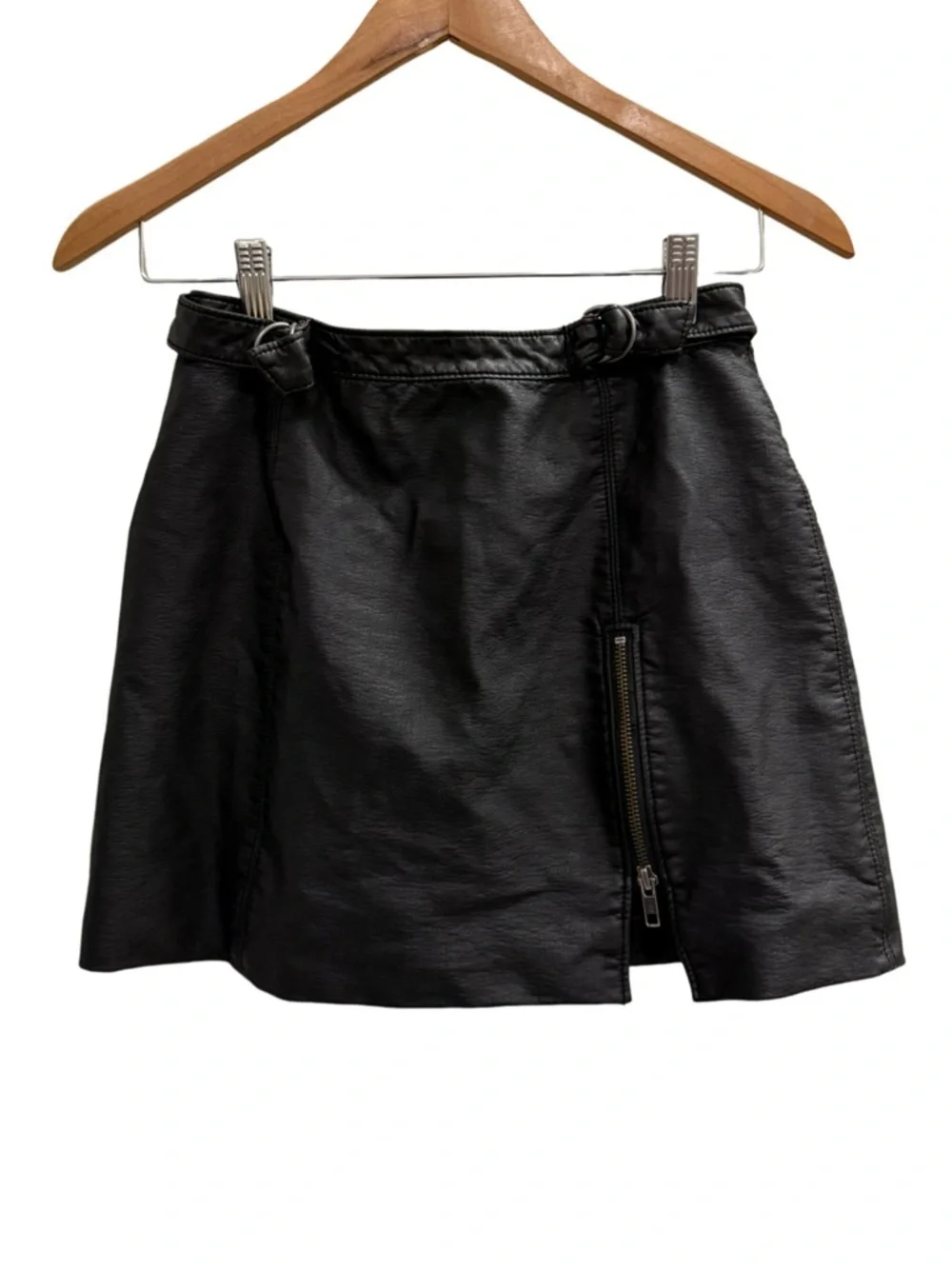 Free People Payton Faux Leather Mini Skirt Black Size 4
